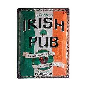 nostalgic-art retro tin sign, open bar – irish pub – gift idea for decoration, metal plaque, vintage design for decoration, 11.8" x 15.7"