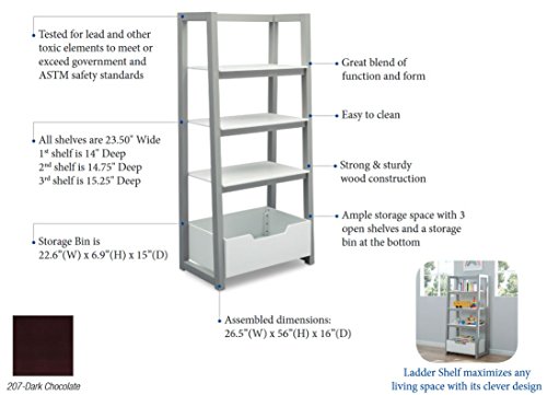 Delta Children Ladder Shelf, White/Grey