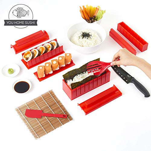 aya Sushi Making Kit, Sushi Maker 2, Online Video Tutorials Complete with Sushi Knife & Bamboo Mat, 12 Piece Sushi Roll Maker Set, Easy and Fun Sushi Kits Professional, Sushi Rolls