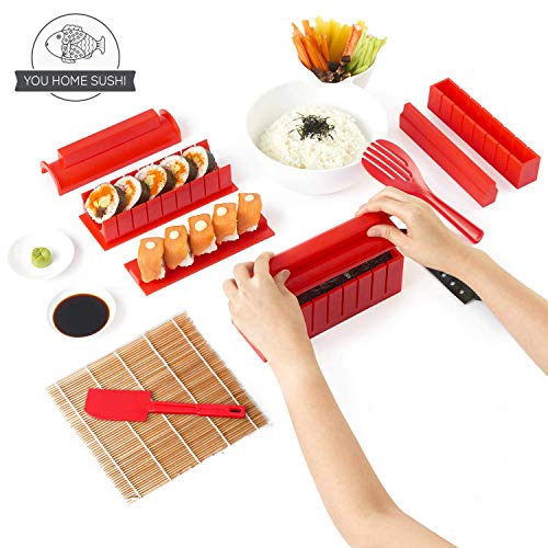 aya Sushi Making Kit, Sushi Maker 2, Online Video Tutorials Complete with Sushi Knife & Bamboo Mat, 12 Piece Sushi Roll Maker Set, Easy and Fun Sushi Kits Professional, Sushi Rolls