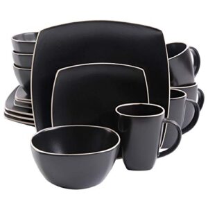 gibson soho lounge dinnerware set, service for 4 (16pcs), matte black