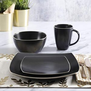 Gibson Soho Lounge Dinnerware Set, Service for 4 (16pcs), Matte Black