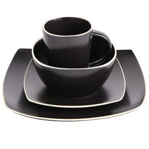 Gibson Soho Lounge Dinnerware Set, Service for 4 (16pcs), Matte Black