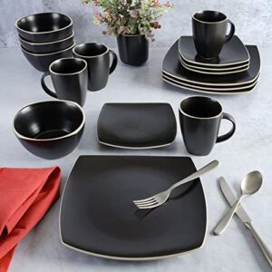 Gibson Soho Lounge Dinnerware Set, Service for 4 (16pcs), Matte Black