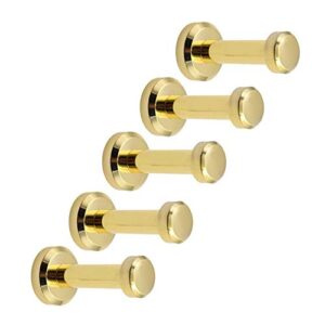 eforwish robe towel hook, simple brass bathroom robe hook,hand towel holder,heavy duty clothes hanger for wall or cloakroom,gold 5 of pack