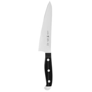 henckels statement razor-sharp 5-inch compact chef knife, german engineered informed by 100+ years of mastery, black/stainless steel