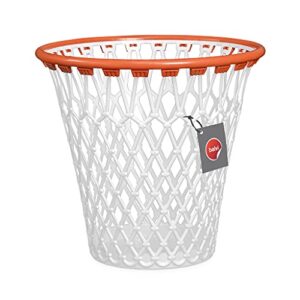 balvi - basket wastebasket quirky design for basketball fans. made in very strong plastic. white colour.