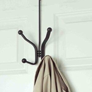 Home Basics 2 Dual Hook Over the Door Hanging Rack for Coats, Hats, Robes, Towels, Jackets, Purses, Bedroom, Closet, and Bathroom, Bronze