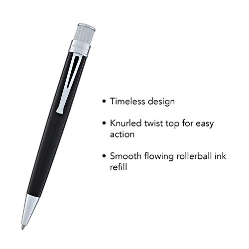 Retro 51 Engraved/Personalized Tornado Collection 'Black' Rollerball Pen with Gift Box - Custom Engraving VRR-1301