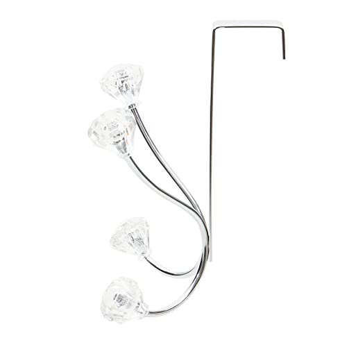 Home Basics Over the Door Double Towel Crystal Hooks, For Hanging Clothes, Coats, Robes or Towels, Organize Bathroom, Bedroom and Closet, Chrome 5" x 3" x 7.25