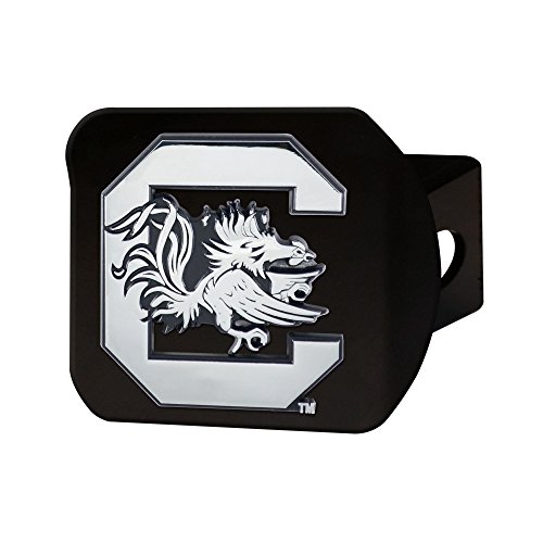 FANMATS 21047 South Carolina Gamecocks Black Metal Hitch Cover with Metal Chrome 3D Emblem