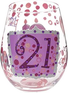 designs by lolita “21” hand-painted artisan stemless wine glass, 20 oz.