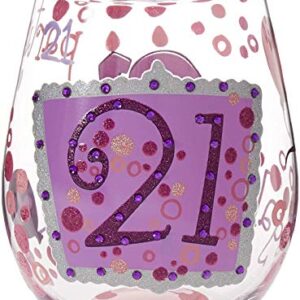 Designs by Lolita “21” Hand-painted Artisan Stemless Wine Glass, 20 oz.