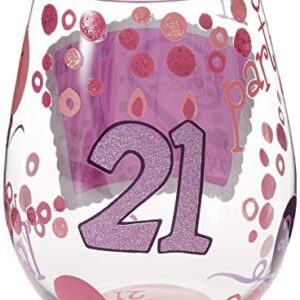 Designs by Lolita “21” Hand-painted Artisan Stemless Wine Glass, 20 oz.