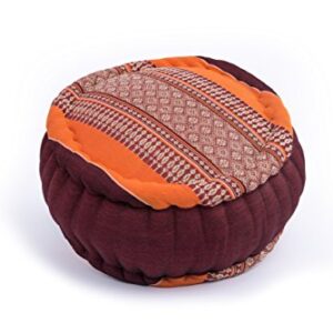 GABUR Zafu Round Cushion 100% Kapok, Orange & Brown Thai Design