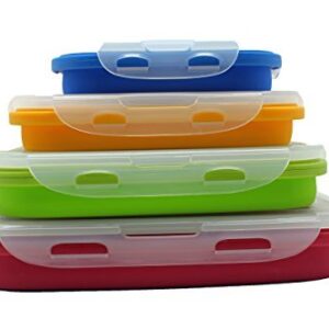 Sailing Elegant Collapsible Silicone Lunch Box/Container, Super Convenient Stackable Food Storage Containers, Material Safe (Set of 4, Multi)