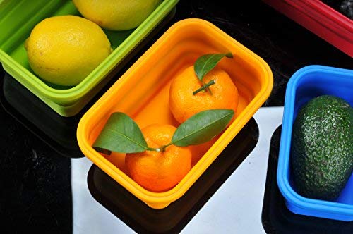 Sailing Elegant Collapsible Silicone Lunch Box/Container, Super Convenient Stackable Food Storage Containers, Material Safe (Set of 4, Multi)