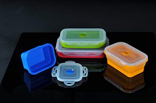 Sailing Elegant Collapsible Silicone Lunch Box/Container, Super Convenient Stackable Food Storage Containers, Material Safe (Set of 4, Multi)