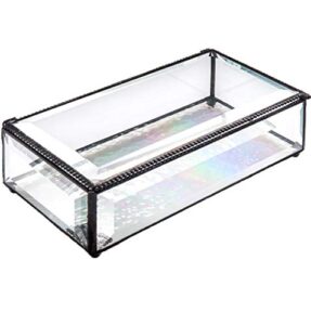 j devlin box 830 large clear beveled glass jewelry keepsake box home decor display