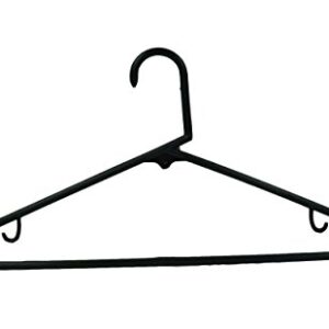 THE UM24 Set of 16 Plastic Lightweight Tubular Adult Cloth Hanger Black