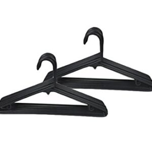 THE UM24 Set of 16 Plastic Lightweight Tubular Adult Cloth Hanger Black