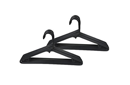 THE UM24 Set of 16 Plastic Lightweight Tubular Adult Cloth Hanger Black