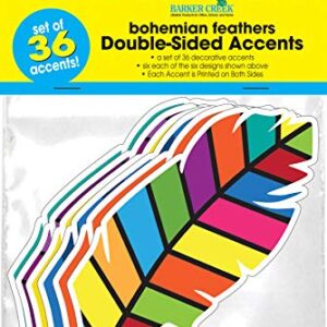 BARKER CREEK Double-Sided Cut-Outs, Bohemian Feathers, School Accents, Bulletin Boards, Party Decorations, Home Learning, Classroom and School Decor, Double-Sided, 5.5" high, 36 per Pkg (2215)