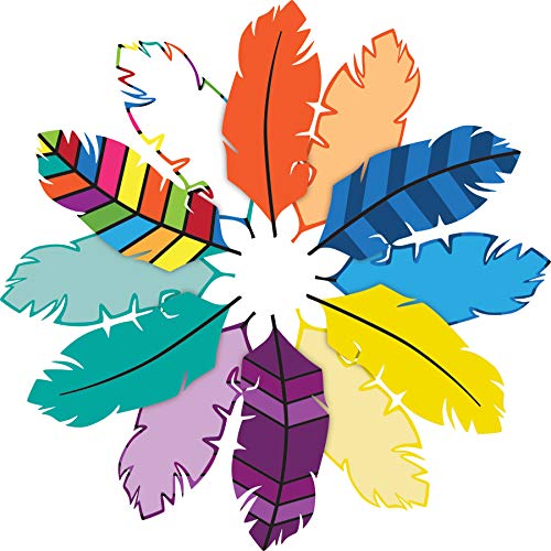 BARKER CREEK Double-Sided Cut-Outs, Bohemian Feathers, School Accents, Bulletin Boards, Party Decorations, Home Learning, Classroom and School Decor, Double-Sided, 5.5" high, 36 per Pkg (2215)