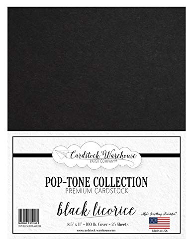 Black Licorice Cardstock Paper - 8.5 X 11 Inch 100 Lb. Heavyweight Cover -25 Sheets From Cardstock Warehouse