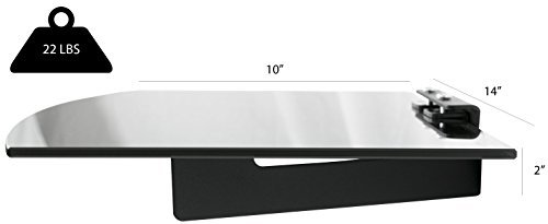 VIVO Floating Wall Mount Tempered Glass Shelf for DVD Player, Audio, Gaming System, Streaming Devices, Black, MOUNT-SF011