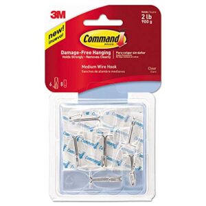 Command 17065Clrvpes Clear Hooks & Strips Plastic Medium 6 Hooks & 8 Strips/Pack