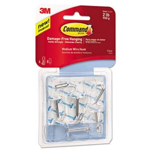 Command 17065Clrvpes Clear Hooks & Strips Plastic Medium 6 Hooks & 8 Strips/Pack