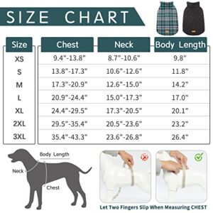 Kuoser Warm Dog Coat, Reversible Dog Jacket Waterproof Dog Winter Coat British Style Plaid Dog Clothes Pet Dog Cold Weather Coats Cozy Snow Jacket Vest for Small Medium Large Dogs Green M