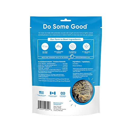 Open Farm Dehydrated Cod Skin Grain-Free Dog Treats, One-Ingredient Gently Cooked Pacific Fish Recipe with No Artificial Flavors or Preservatives, 2.25 oz