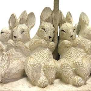 Creative Co-op Whitewashed Rabbit Table Lamp with Sand-Colored Linen Shade, 14" L x 5.5" W x 13" H