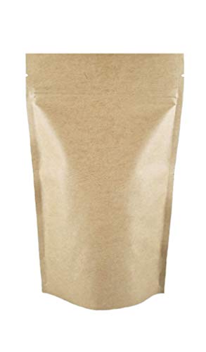 Kraft Stand Up Pouch with Zipper, Notch for Food Storage 5 X 8 X 2.5 inches (4oz) 200 pcs