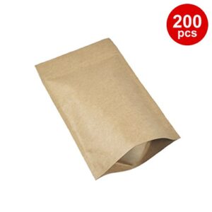 Kraft Stand Up Pouch with Zipper, Notch for Food Storage 5 X 8 X 2.5 inches (4oz) 200 pcs