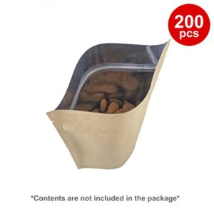 Kraft Stand Up Pouch with Zipper, Notch for Food Storage 5 X 8 X 2.5 inches (4oz) 200 pcs