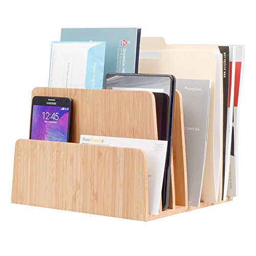 MobileVision Bamboo Desktop File Folder Organizer and Paper Tray, 7 Slots