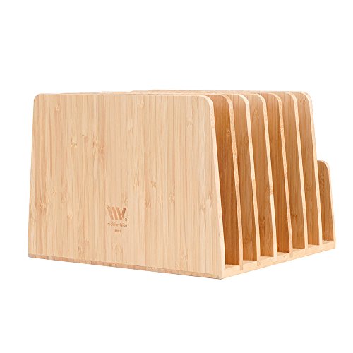 MobileVision Bamboo Desktop File Folder Organizer and Paper Tray, 7 Slots