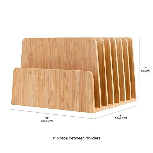 MobileVision Bamboo Desktop File Folder Organizer and Paper Tray, 7 Slots