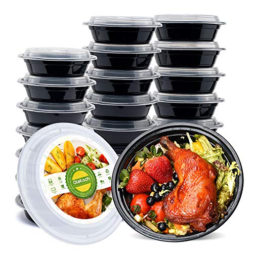 Glotoch Meal Prep Container, 50 Pack 24 OZ To Go Containers，Round Plastic Food Storage Containers Set with Lids - Microwave, Freezer & Dishwasher Safe，Eco-Friendly, BPA-Free, Durable & Stackable