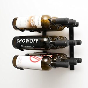 VintageView W Series (1 Ft) - 9 Bottle Wall Mounted Wine Rack (Satin Black) Stylish Modern Wine Storage with Label Forward Design