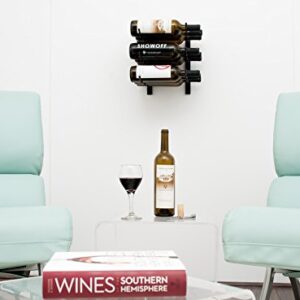 VintageView W Series (1 Ft) - 9 Bottle Wall Mounted Wine Rack (Satin Black) Stylish Modern Wine Storage with Label Forward Design