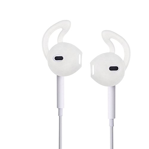 Ear Cushion Ear Tips Ear Gel for Apple Earphone EarPod, BLUEWALL Soft Gel Thin Comfortable Anti-Slip Sport Ear Bud, Fit for iPhoneSE?6S?6?5S?5C?iPod Touch6?5?4?Nano7 All Apple EarPod,4 Pair, White
