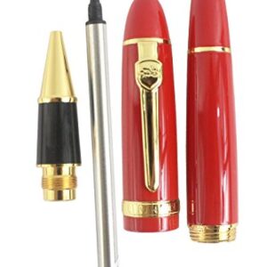 Gullor Heavy Big Rollerball Pen 159, Gold Trim, Black Ink(0.7mm), Red