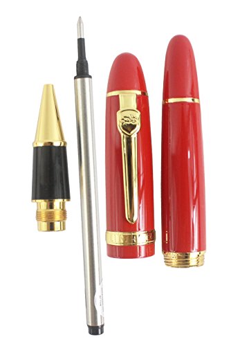 Gullor Heavy Big Rollerball Pen 159, Gold Trim, Black Ink(0.7mm), Red