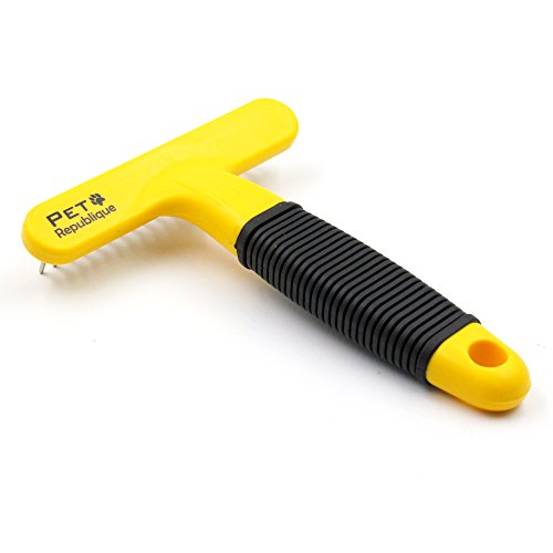 Pet Republique Dog Dematting Comb Rake – Undercoat Mat Brush - Knot out for Dogs, Cats, Rabbits, Any Long Haired Breed Pets - Undercoat Rake Design