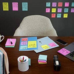 Post-it Super Sticky Notes, 3x3 in, 15 Pads, 2x the Sticking Power, Assorted Bright Colors, Recyclable(654-5SSAN)