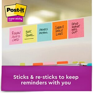 Post-it Super Sticky Notes, 3x3 in, 15 Pads, 2x the Sticking Power, Assorted Bright Colors, Recyclable(654-5SSAN)